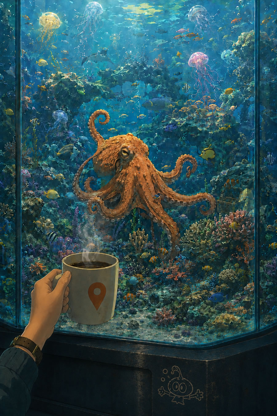 Café com IA | Aquário e seu universo marinho