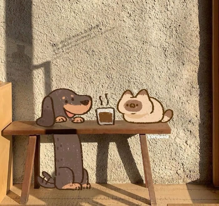 Salsicha e gatinho rabiscados – Postando uma imagem…