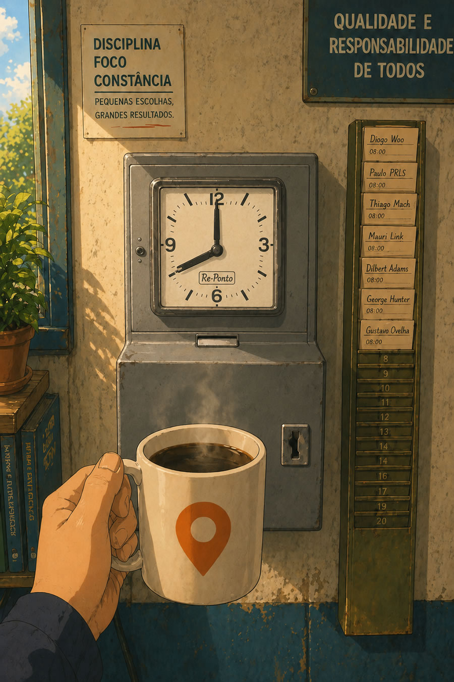Café com IA | Relógio de ponto na segunda-feira