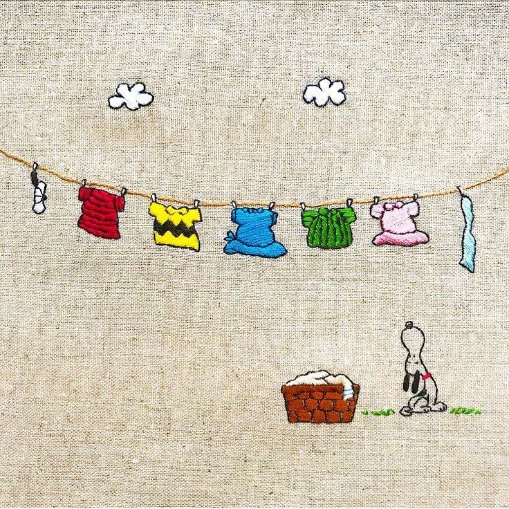 Snoopy e varal bordado – Postando uma imagem…